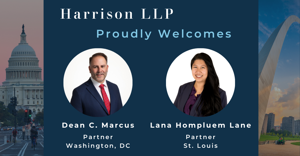 Harrison LLP Welcomes Partners Dean C. Marcus and Lana Hompluem Lane