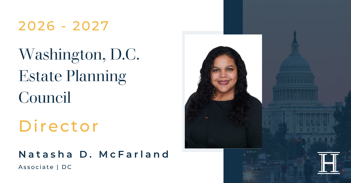 Washington, D.C. Estate Planning Council Appoints Natasha D. McFarland to Director Position